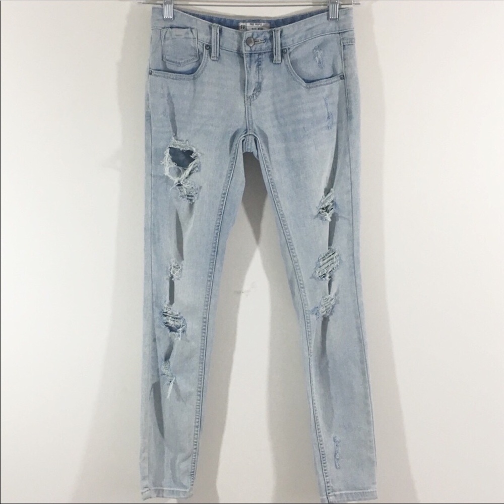 Free People Distressed Skinny Jeans Sz 25